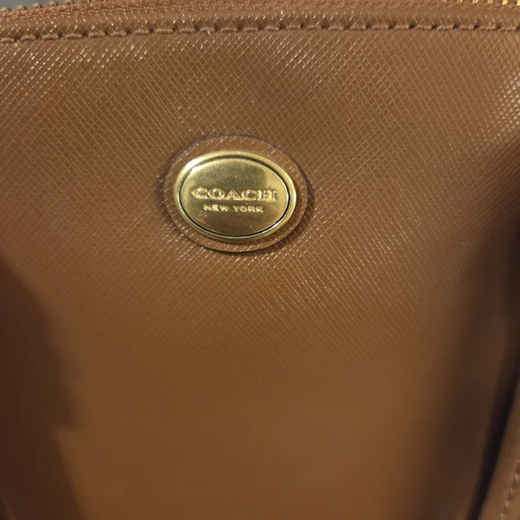 Coach Tan Leather Satchel with Gold Accents - Picture 4 of 6